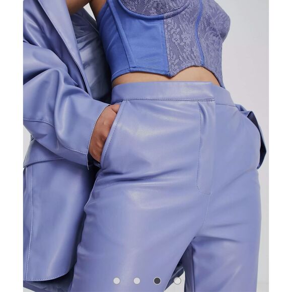 ASOS Curve New with tag leather look kickflare pants in lilac plus size 16 - Picture 5 of 7